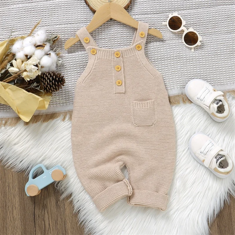 

Newborn Baby Boy Sweaters Romper Knit Overalls Sleeveless Square Neck Knitwear Jumpsuit Infant little girl Fall Winter Clothes