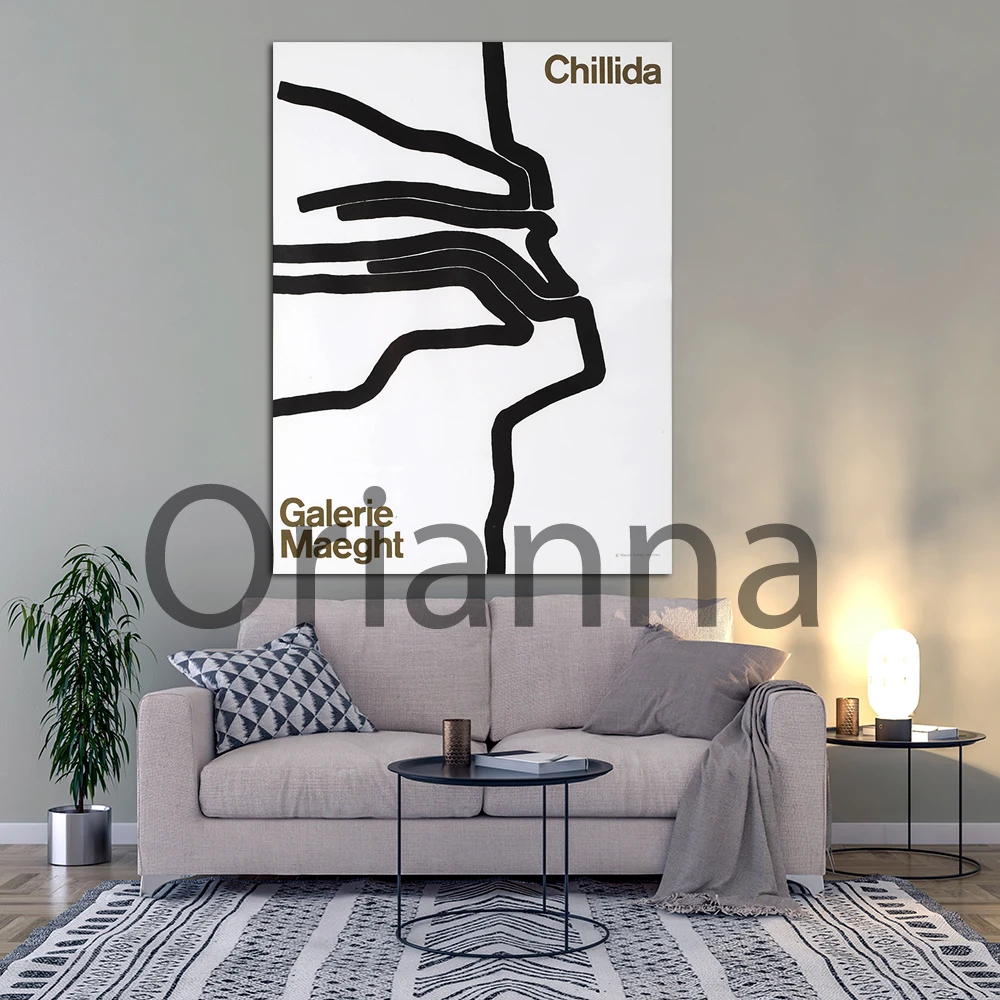 Eduardo Chillida Prints- Galerie Maeght Exhibition Poster-Chillida-Abstract Wall Art Canvas Painting- Home Gallery Decoration