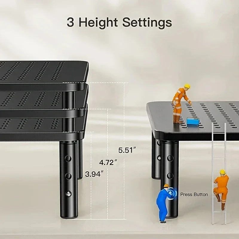 Suporte para monitor Suporte para monitor Riser 3 Altura ajustável Monitor Riser com aberturas de fluxo de ar Suporte para laptop para mesa