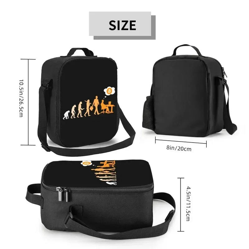 Bitcoin Evolution Insulated Lunch Bags for Outdoor Picnic BTC Cryptocurrency Leakproof Cooler Thermal Bento Box Women Kids