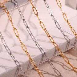 316 Stainless Steel Plated 18K Gold Simple Paperclip Waist Chain Bracelet Anklet Necklace for Women Student Hip-hop Punk Jewelry