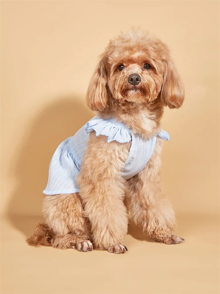 Dog Dress Ruffle Sleeve Breathable Kitten Princess Dress Cat Dress for Small Medium Dogs Puppy