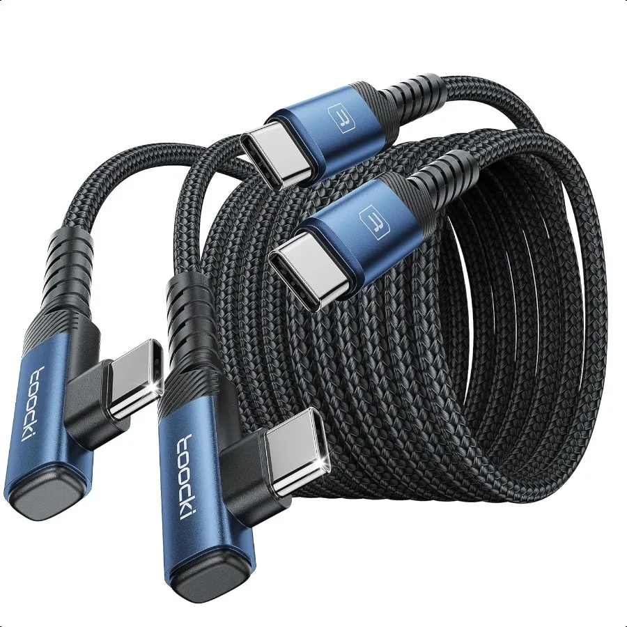 

USB C to USB C Charger Cable 10ft 2Pack 60W Type C Charging Cord Right Angle Fast Charging USBC to USBC Cable for iPhone 16 15