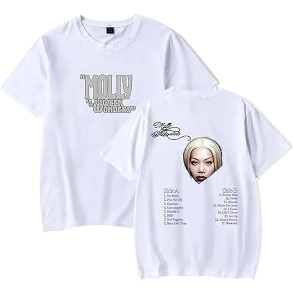 Molly Santana 2025 New Album T-shirt Classic Print Short-sleeved Men's And Women's Hip-hop Top