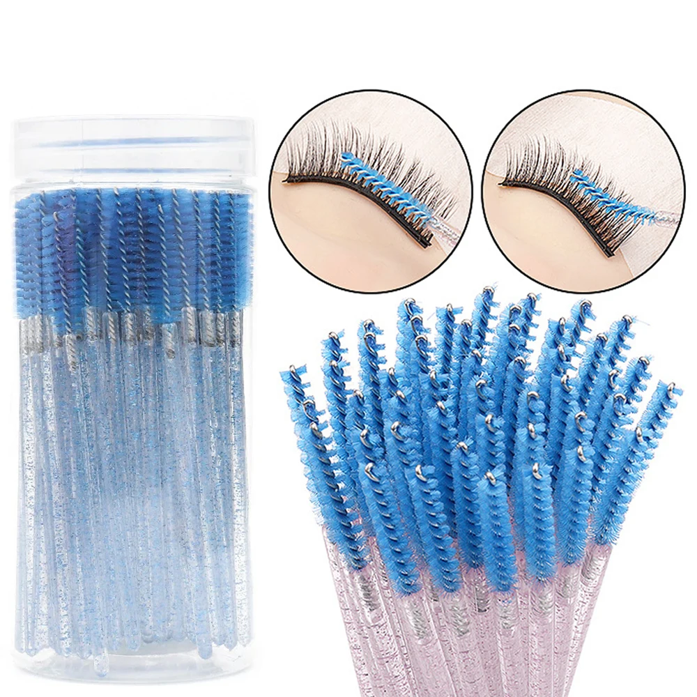 50/100 個クリスタルまつげブラシ使い捨てマスカラワンドアプリケーター女性のための眉毛目卸売美容ブラシメイクアップツール