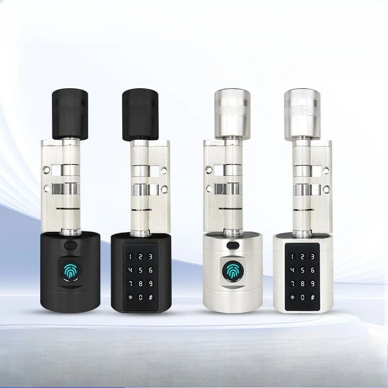Adjustable lock cylinder, a variety of unlocking methods at the door of the room, fingerprint password lock
