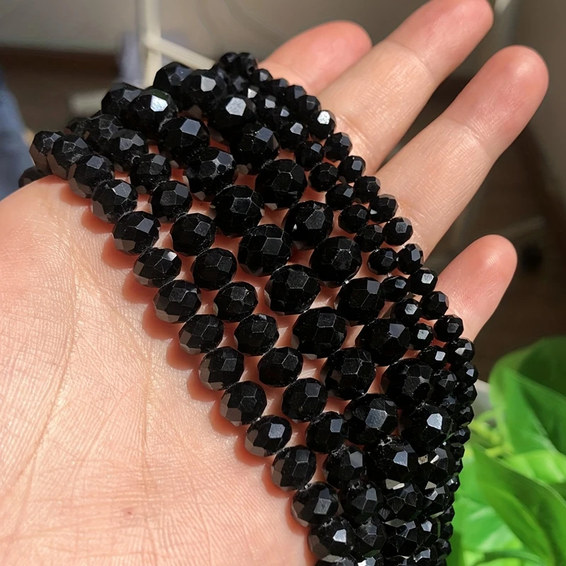

Wholesale Natural Faceted Black Crystal 2 3 4mm Faceted Round Loose Beads For Jewelry Making DIY Bracelets Necklace