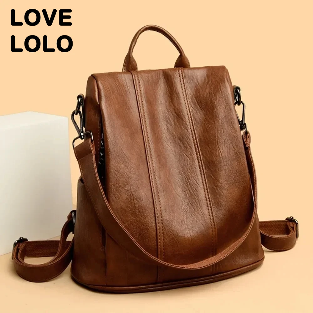 Nouveau sac à dos antivol pour ordinateur portable pour femmes, sac d'école Vintage en cuir souple de haute qualité, sac à livres de voyage de grande capacité de 14,9 l