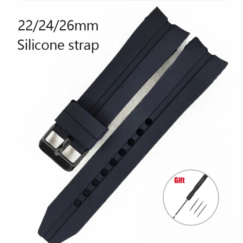 Soft Waterproof Bracelet for Rolex Arc End Silicone Replacement Strap for Seiko 22 26 24mm Wristband Rubber Watchband Accessory