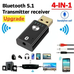 4 In 1 Bluetooth 5.1 Audio Receiver Transmitter Stereo USB Dongle 3.5mm 3.5 AUX RCA Wireless Adapter for Car Kit TV PC Headphone