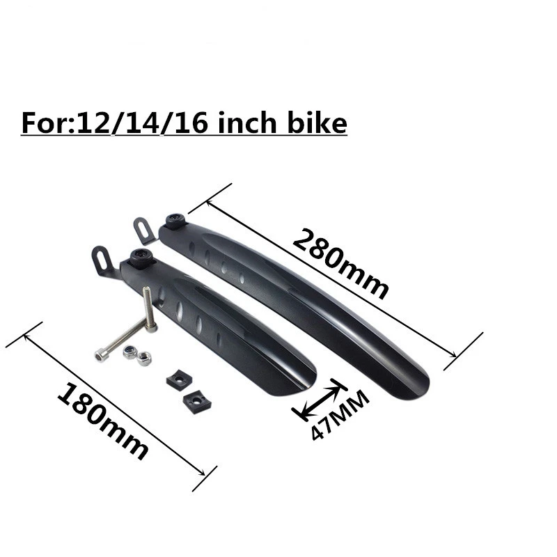 

12/16 inches Black Folding Bicycle Fenders Plastic Front Rear Bike Mudguard Bike Wings Mud Detachable Part