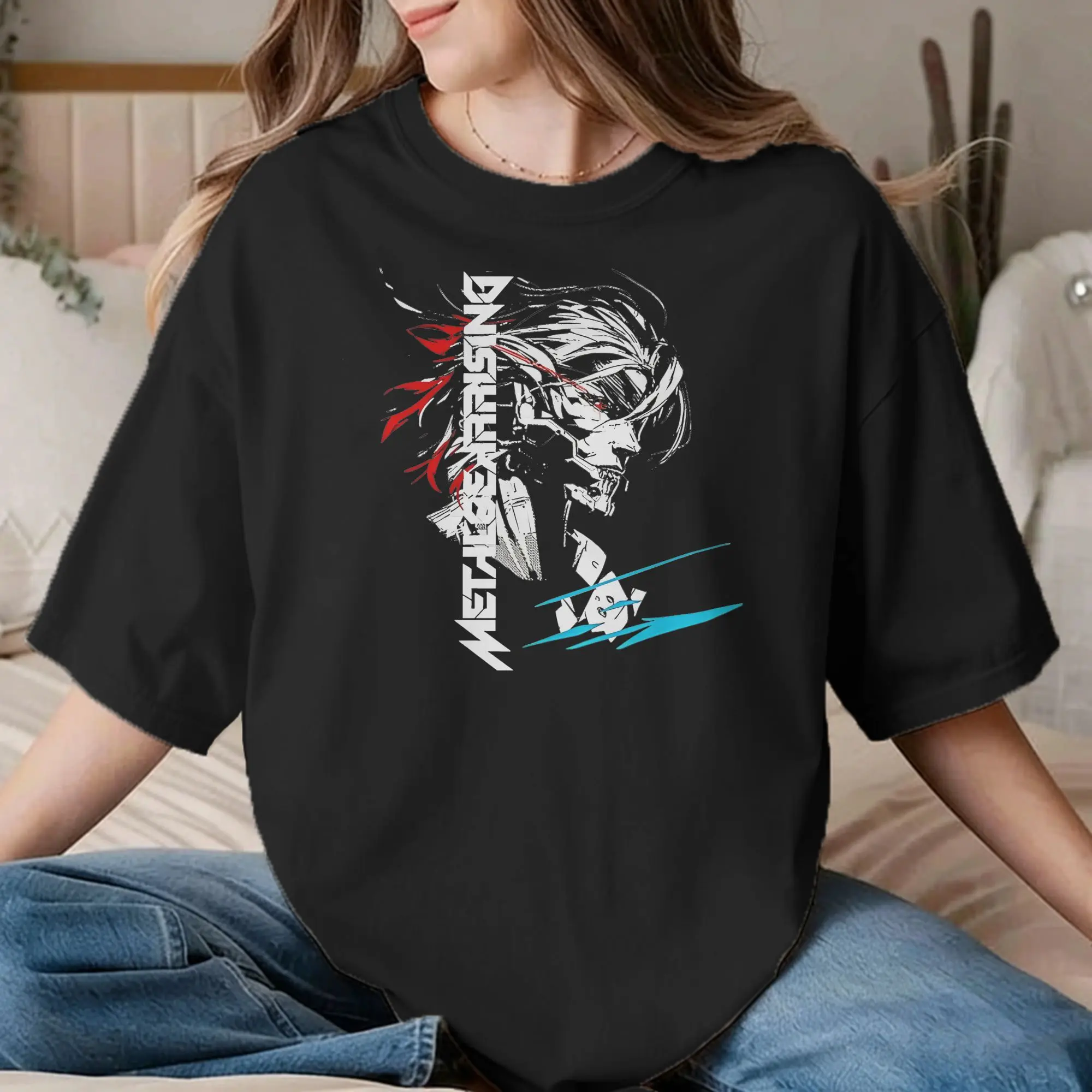 Camisetas Metal Gear Solid Rising para Hombre y Mujer, Camisetas Creativas con Diseño de Serpiente MGS1, Camisetas de Manga Corta con Cuello Redondo, Camisetas de Algodón de Talla Grande