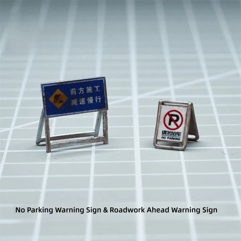 Display 1/64 Scale Road Traffic Facilities Traffic Cone Traffic Barriers Resin Model Warning Sign Scene Figurine Model