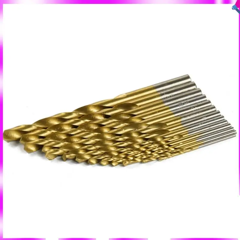 N96R 13Pc 1.5-6.5Mm Round Shank Twist Drill Bit Set Titanium Coated HSS Bit Woodworking Metal Tools