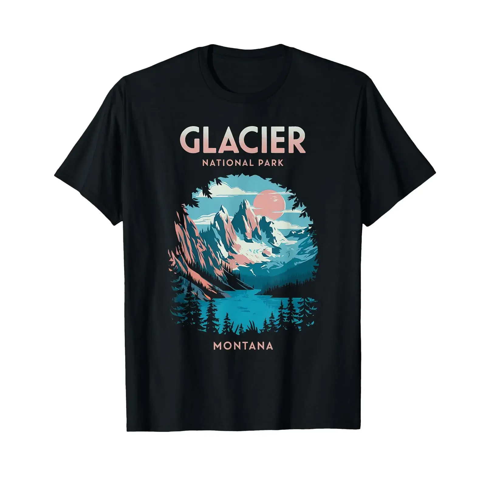 Scenic Outdoors Glacier National Park Montana T Shirt vintage Washed homme Unisex Versatile Breathable graphic designer clothes