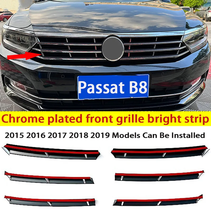 For Vw Passat B8 Front Grille Chrome Plated Decoration Strip 2015 2016 2017 2018 2019 Model Front Grille Chrome Plated Strip