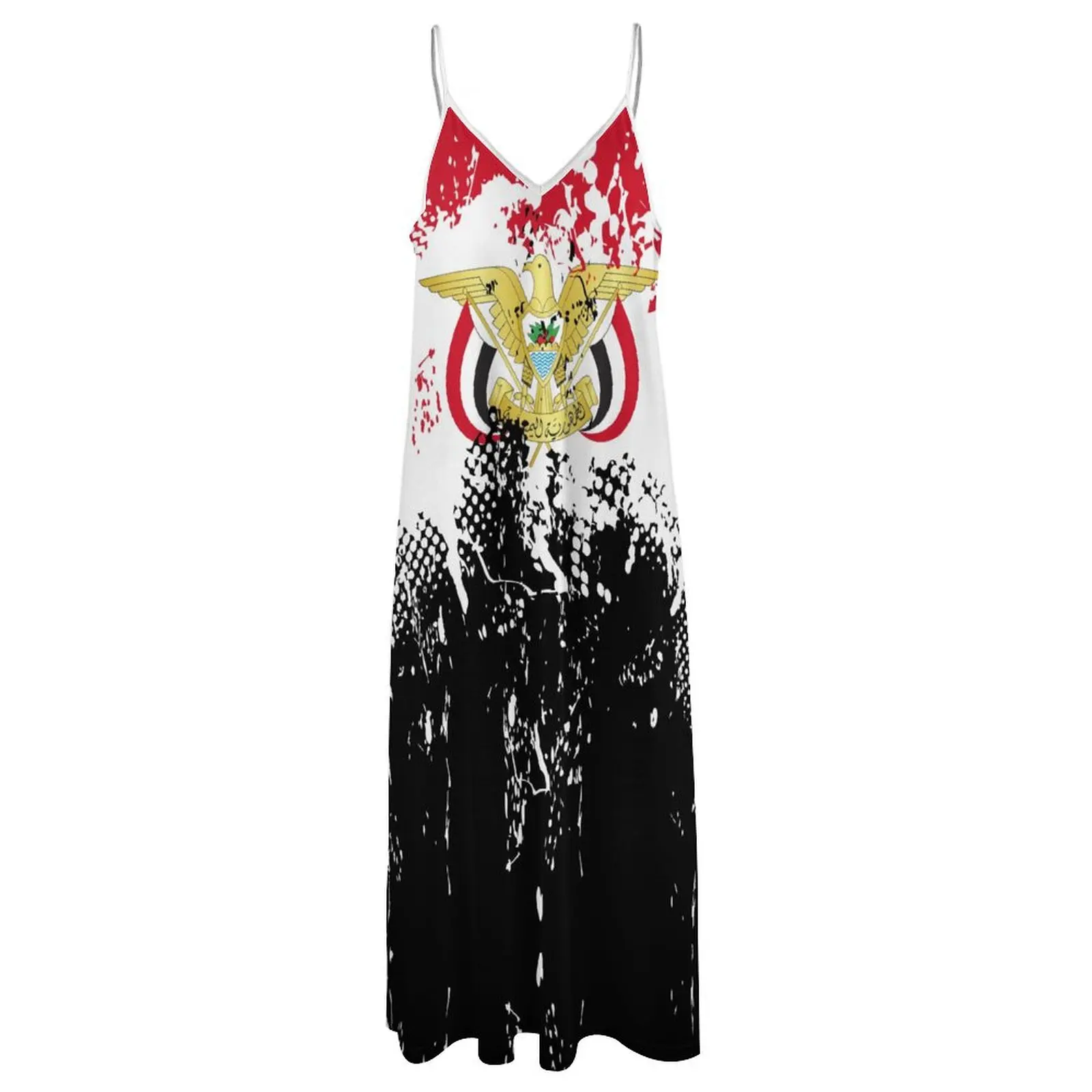 Long Dresses Dress Yemen Flag Flag Print New Casual Sleeveless Women\'s V-Neck Printed Dress Swing Retro Dresses