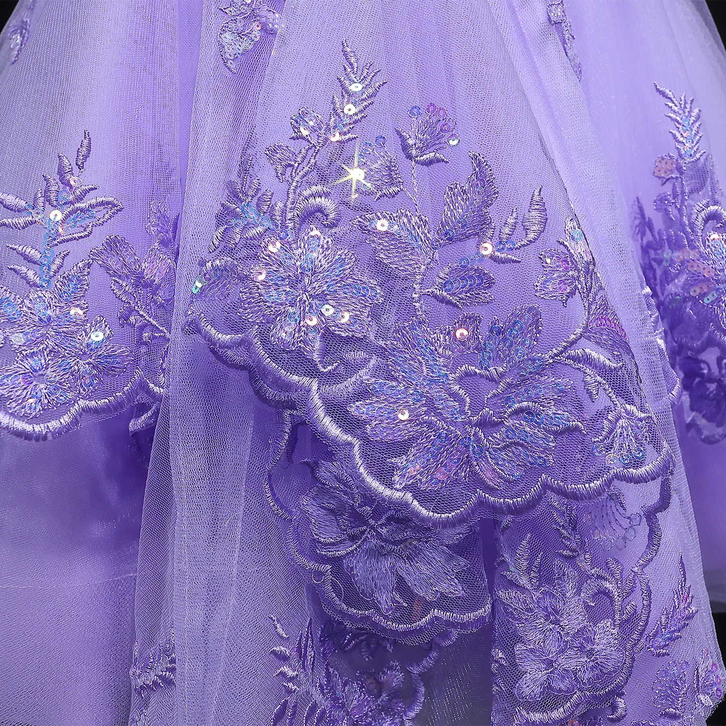 Sharon Said Fliederfarbenes Doppel-Spaghettiträger-Homecoming-Kleid mit Blumenperlen, A-Linie, Tüll, Dubai Cocktail-Abschlussball-Partykleid RM128 Maßanfertigung – Detail 8