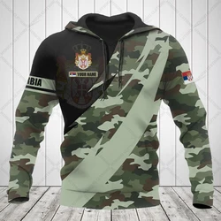 Custom Name Serbia Camouflage Unisex Hoodies Autumn Winter Loose Fashion Sweatshirts Casual Daily Clothing Oversized Streetwear