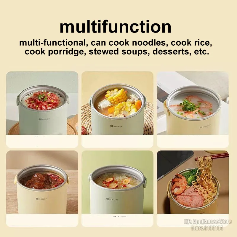 0.8L przenośne elektryczne Multi garnek z uchwytem do szkoły biuro Mini makaron owsianka kuchenka przycisk dotykowy Auto utrzymać ciepło