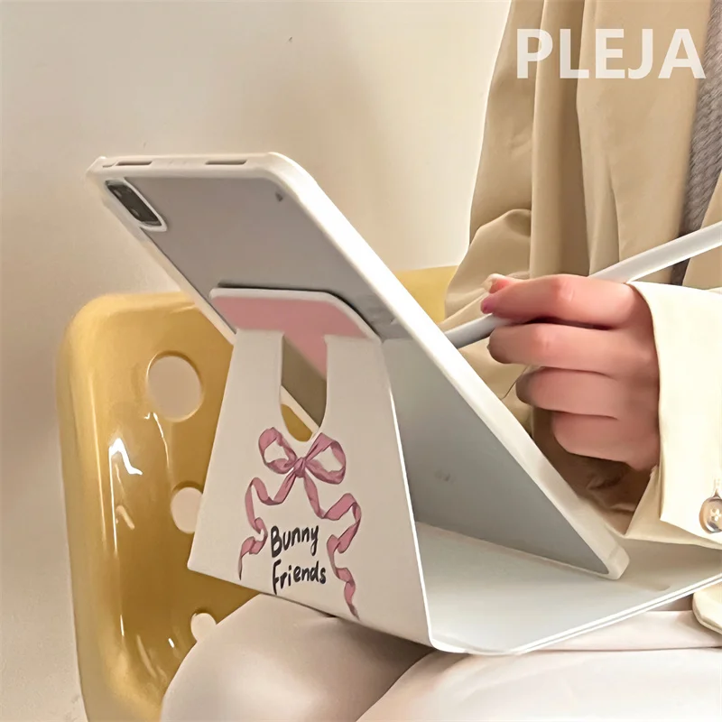 Cute Bow Rabbit Case dla iPad 10th Gen Air 5/4 10.9 Pro 12.9 2022 9.7/10.5/mini 6 11 cali 2021 okładka z uchwytem na ołówek