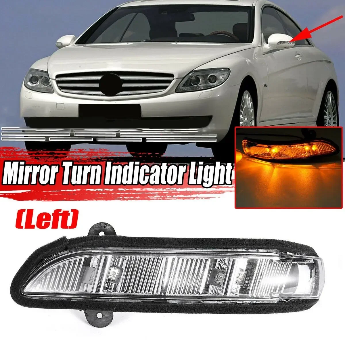 For 2006-2009 W211 W216 W219 W221 Mercedes Benz CL CLS S E Class Rearview Mirror Indicator Lamp 2198200521 2198200621