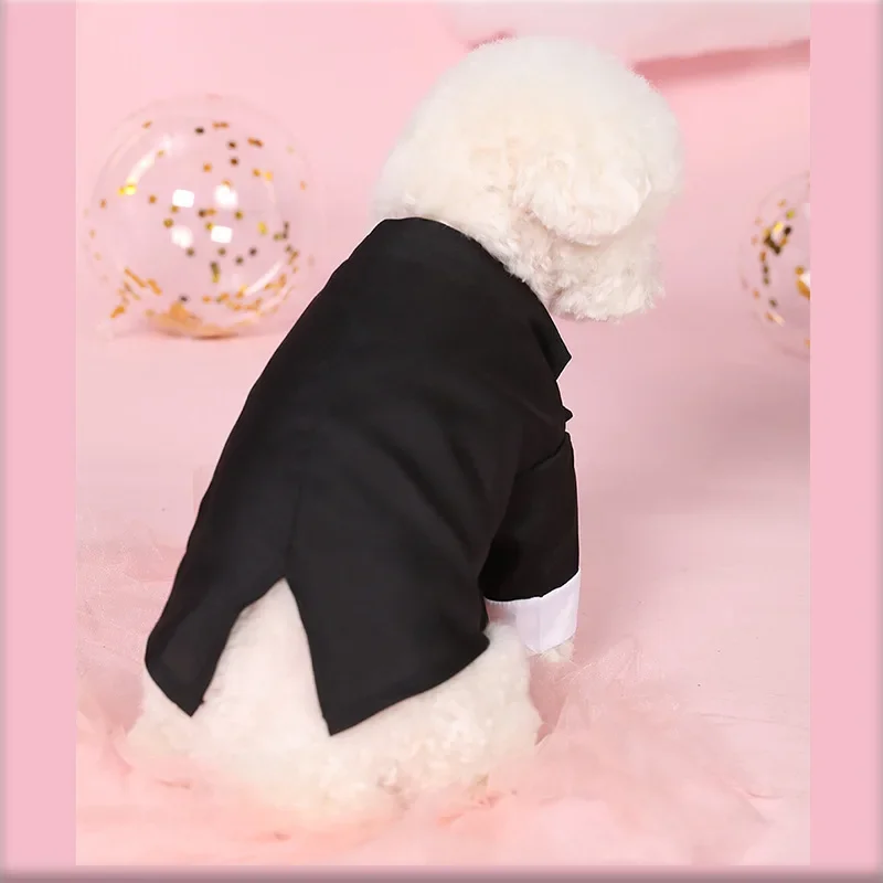 Gentleman Dog Western-style Clothes Wedding Suit Formal Shirt For Small Dogs Gold Sequins Tuxedo PartyPuppy Costume For Cats