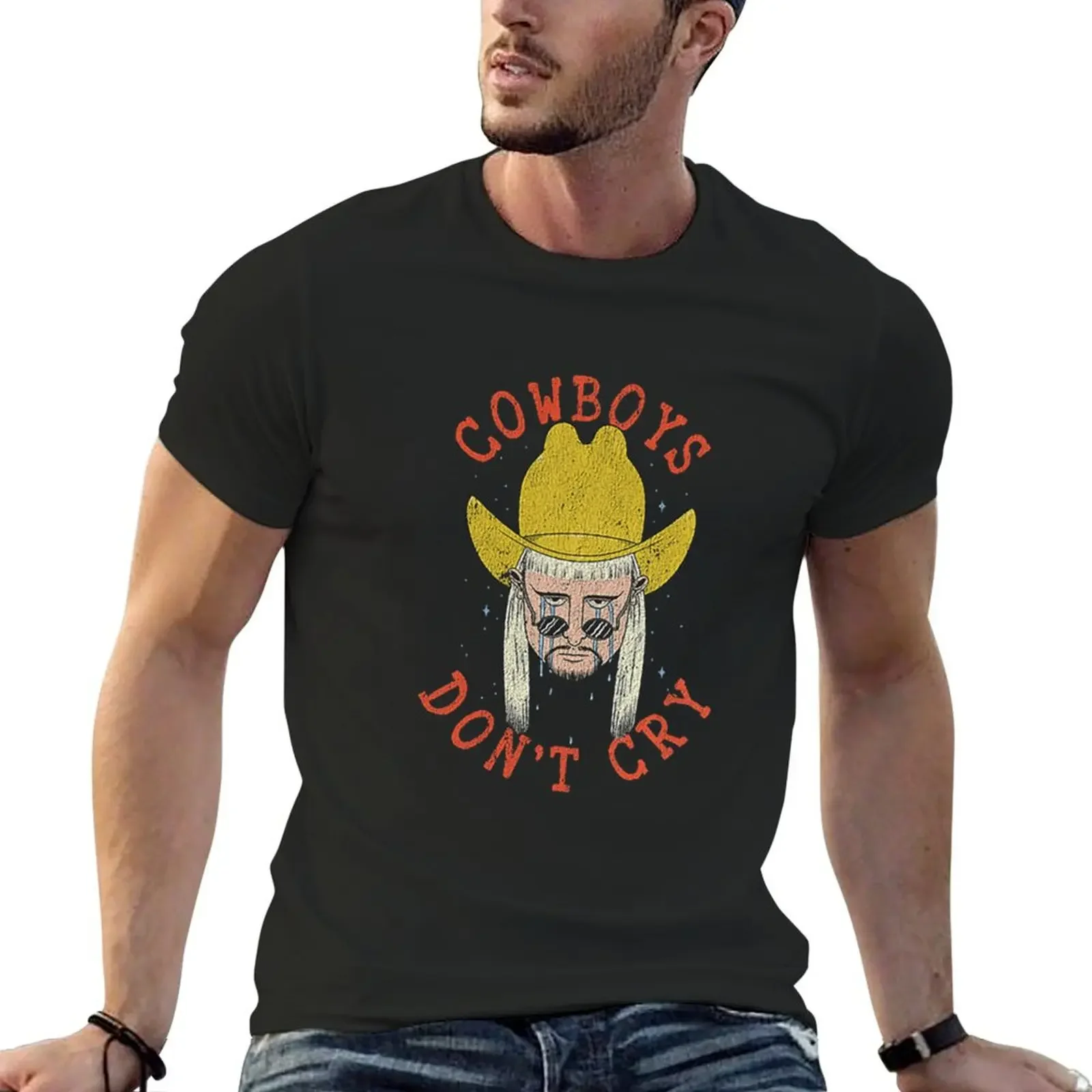 Camiseta vintage de Oliver Tree Cowboys Don't Cry para hombre, ropa pesada