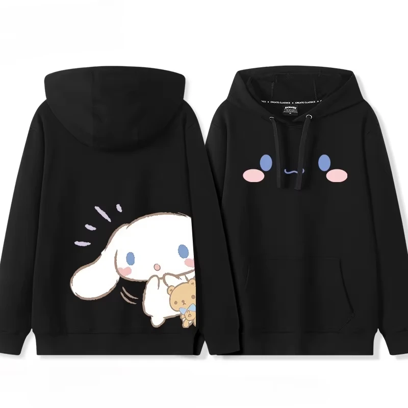 لينة لطيف اليشم سينامورول خجولة الرموز التعبيرية الدب مقنعين زوجين سترة الكرتون المحيط فضفاض الرجال والنساء تنوعا البلوز #2