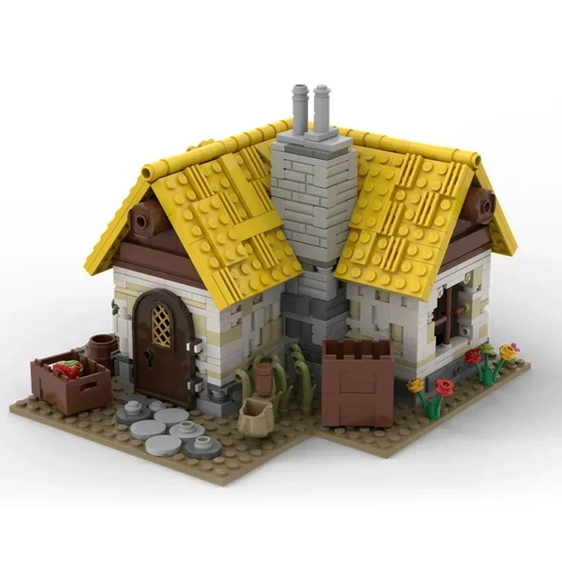 ยุคกลาง Street View รุ่น Moc อาคารอิฐ Village Farmhouse เทคโนโลยี Modular Blocks ของขวัญของเล่นคริสต์มาส DIY ชุดประกอบ