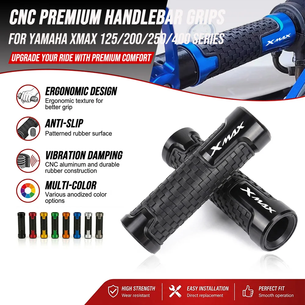CNC Aluminum Rubber Handlebar Grips For YAMAHA XMAX125 XMAX200 XMAX 125/200/250/400 XMAX250 XMAX400 All Years Motor Accessories
