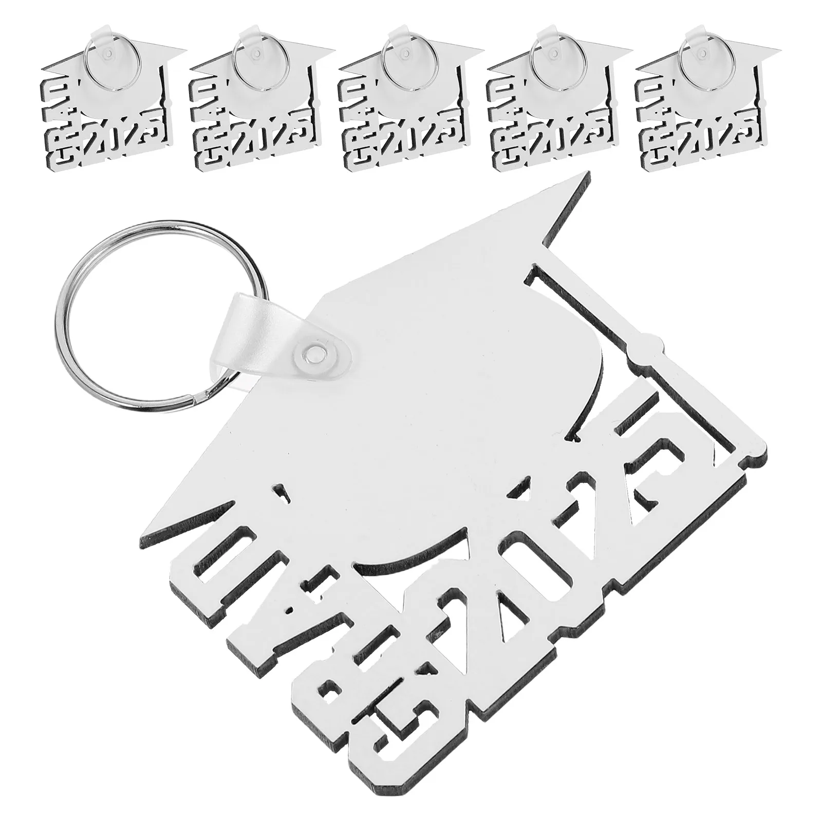 

6pcs Heat Transfer Keychains 2025 Graduation Sublimation Blanks Zinc Alloy DIY Photo Displays Keepsakes Gifts