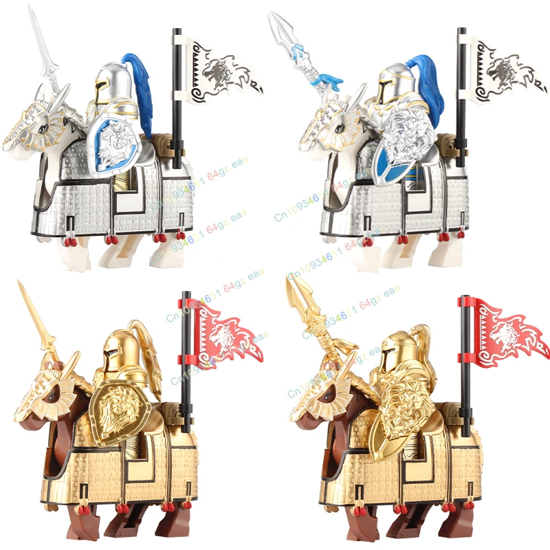 Medieval Ages Figures Knights War Horse Heavy Cavalry Warriors Warhorse Building Blocks Bricks Toys For Kids gift