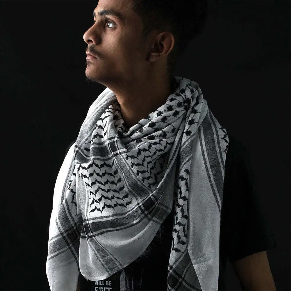 Palestina nero bianco Keffiyeh stampa quadrata sciarpa da uomo sciarpe testa del sole orientale calore antivento protezione centrale collo Styl P6J4