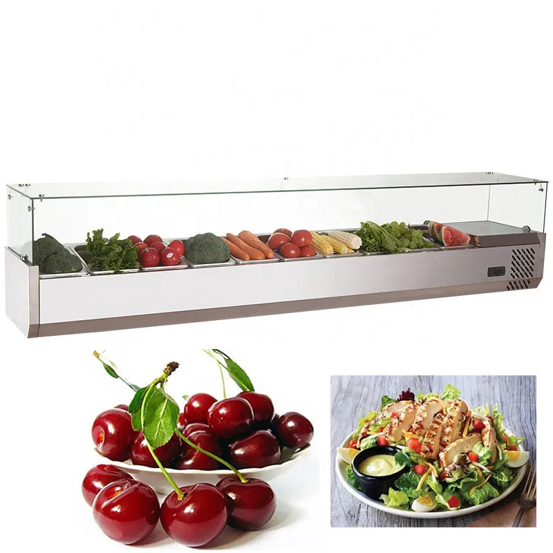 1800L Supermarket Desktop Fruit Salad Refrigerated Display Cabinet Fresh-keeping Cabinet Display Cabinet