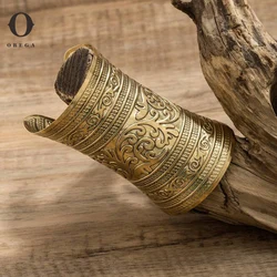 Obega Exaggerated Cuff Bracelet For Women Gold Silver Color Wide Face Heavy Metal Bracelet Unique Patterns Hip Hop Jewelry