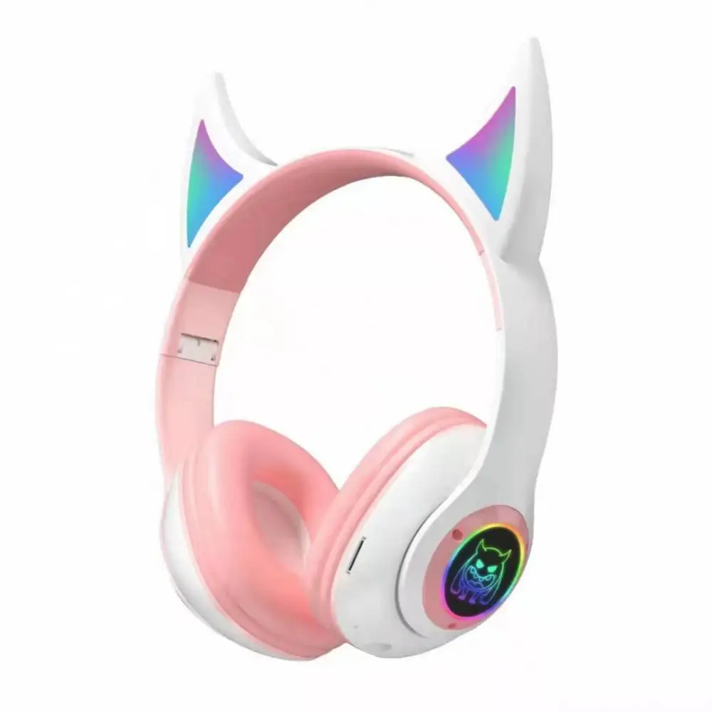 Devil Ear Wireless Headphones with Mic Fone Glow Light Stereo Bass Children Gifts Gamer Headset for Cell phone PC Helmets