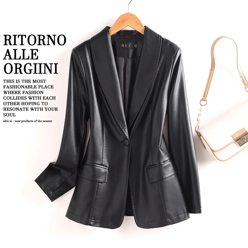 Streetwear en cuir Blazer manteau femmes PU costume veste en cuir de haute qualité femme printemps automne blazers occasionnels vêtements d'extérieur de bureau