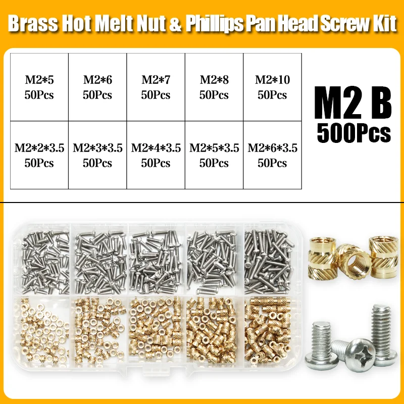 Wärme Set Einsatz Lötkolben Spitze Kopf M2 M3 M4 Hot Melt Einsätze Mutter Messing Gewinde Schraube Einsetzen 3d Druck PCB Phillips Bolzen – Detail 14