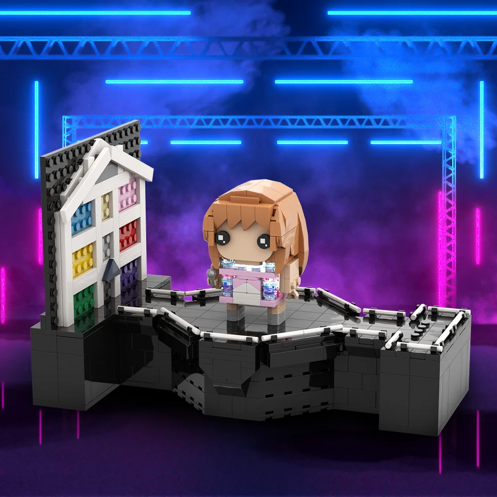 MOC تايلورز بريكهيدز اللبنات شعبية المغني جولة الحفل المرحلة لتقوم بها بنفسك لعبة مجسمة الطرفية هدية لمحبي جمع ديكور #6