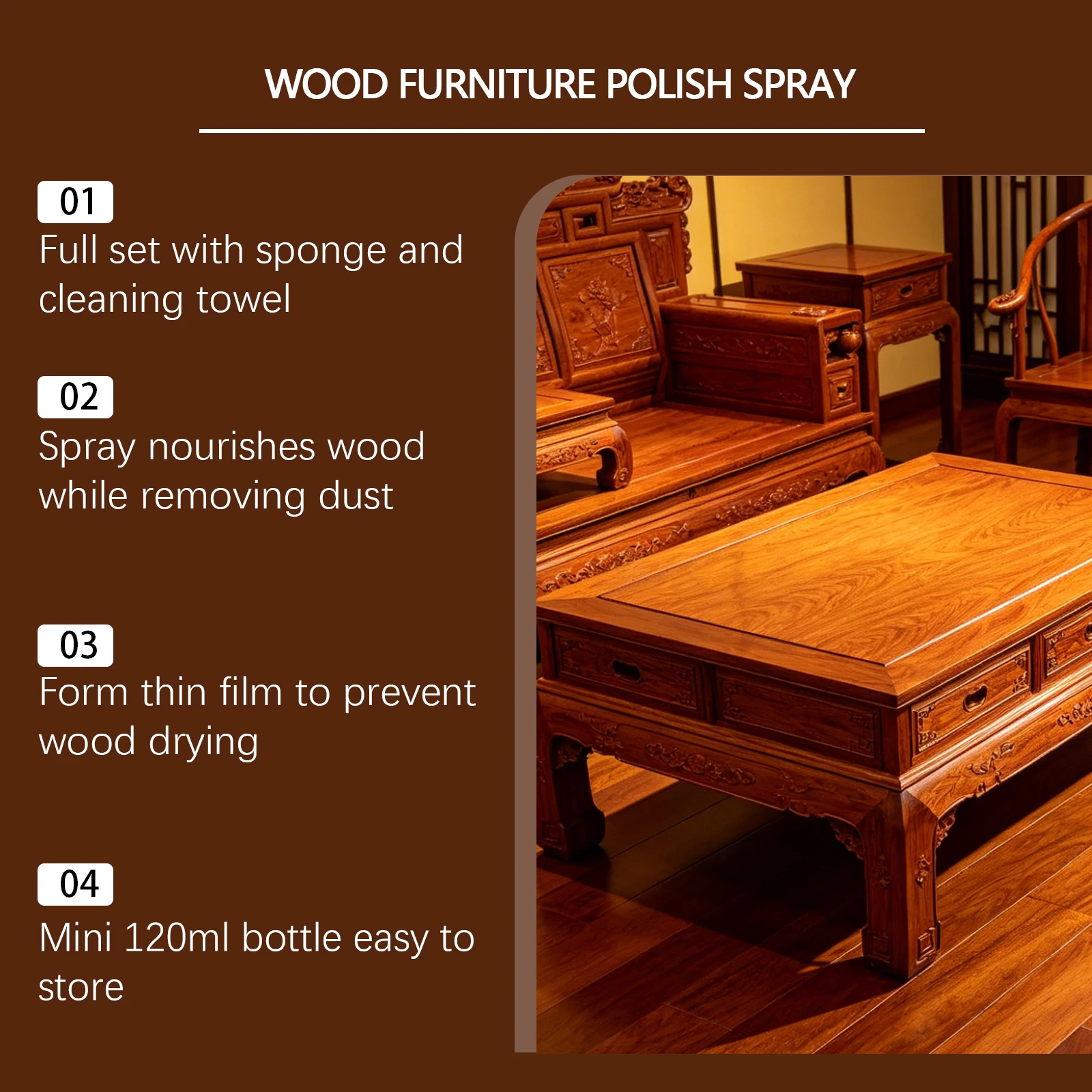 Beeswax Wood Furniture Polish Spray Brightening Improve Dull Paint Surface Prevent Cracking Home Wood Furniture Care Agent