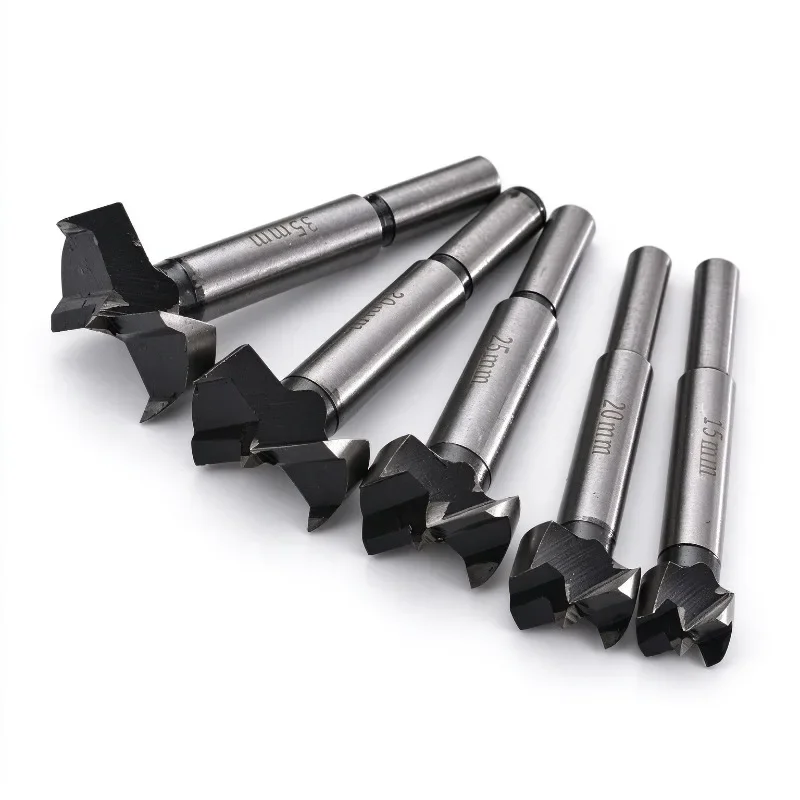 5-Piece Woodworking Flat-Shank Drill Bit Set, Hinge Drill Bits Wood Panel Reaming Tools Woodworking Hole Saws for Electric Drill
