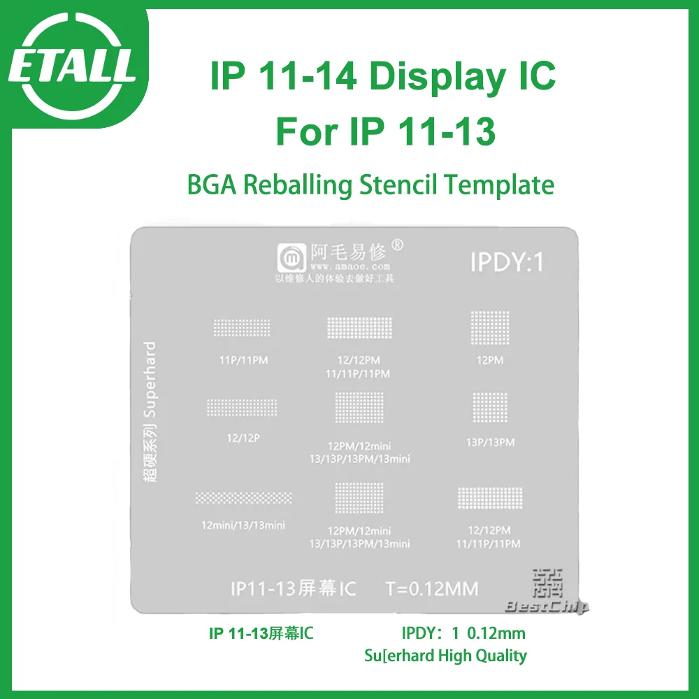 Amaoe IPDY1 BGA Reballing Stencil Template For iPhone 11 12 13 Pro Max Mini 11Pro 12Pro 13Pro Max LCD screen IC repair tools