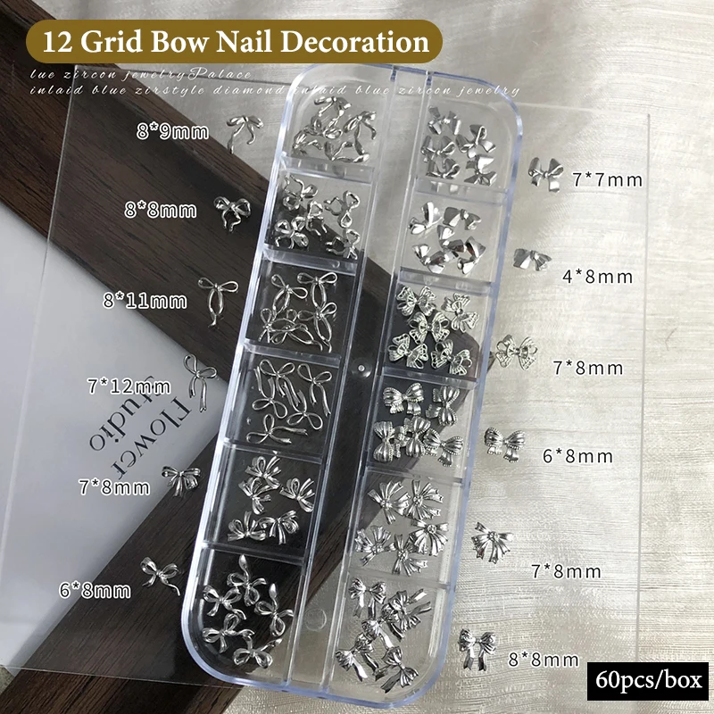 30/60 Pz 3D Lega Squisita Unghie artistiche Pendenti e Ciondoli di Lusso Kawaii Arco Nastro Gioielli Unghie Strass Decorazione Accessori FAI DA TE