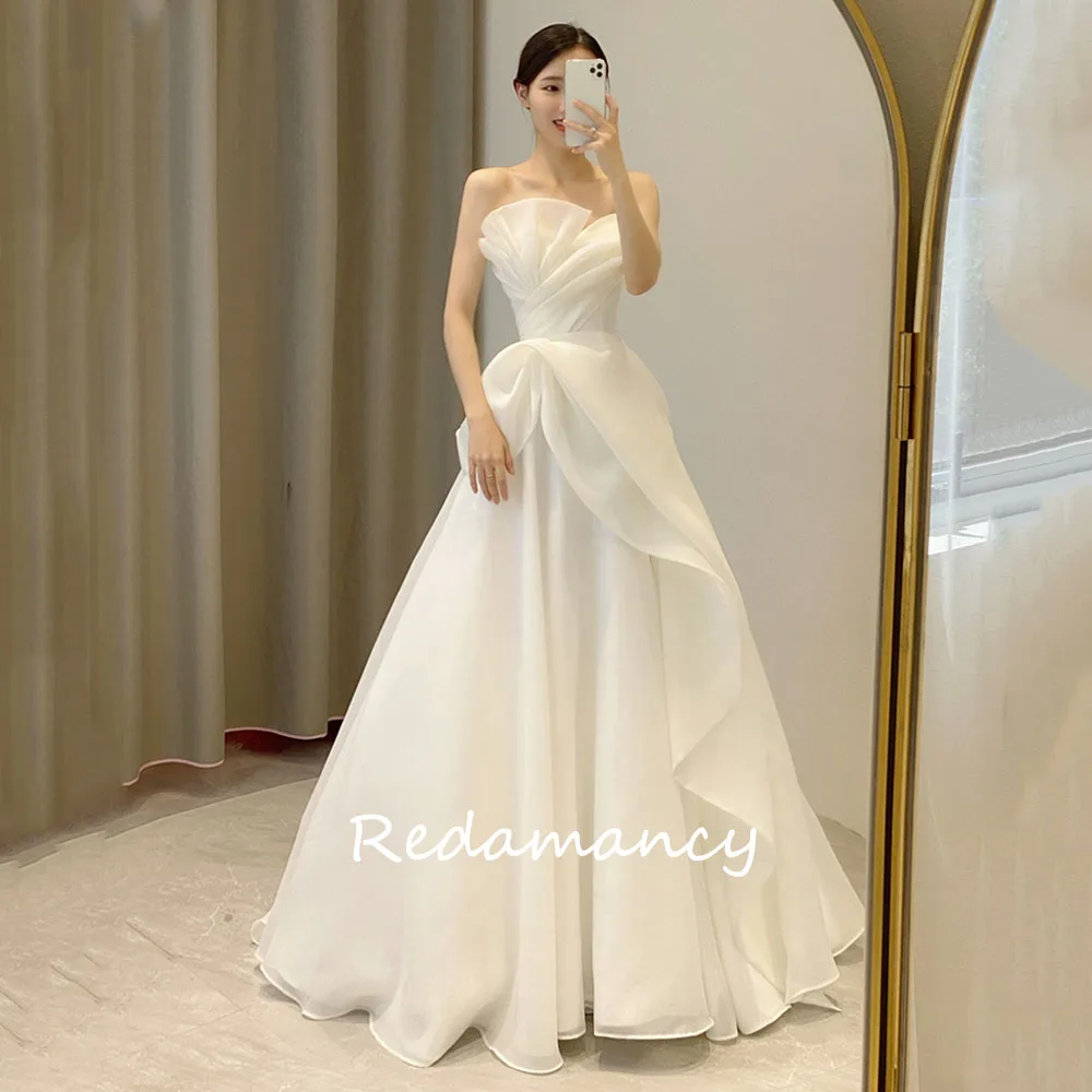 

Redamancy Simple Ivory Strapless Organza A-LINE Wedding Dresses 2024 Backless Zipper vestidos de novia wedding dresses for woman