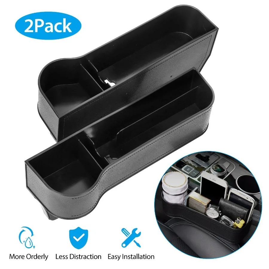 

2Pcs Car Console Side Organizer Car Seat Gap Storage Box Pocket Organizer Seat Gap Filler Catch Caddy