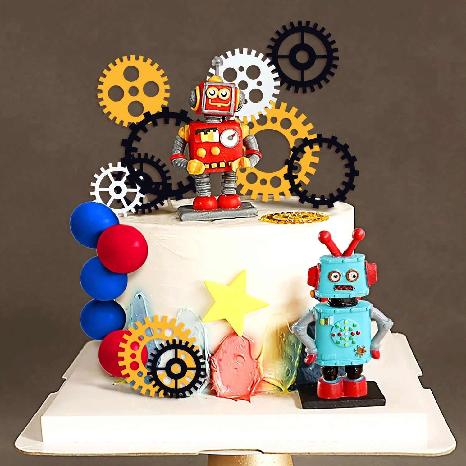 Roboter-Kuchenaufsätze für Jungen, Roboter-Kuchen-Cupcake-Dekorationen, Roboter-Party-Dekorationen, Roboter-Figur für die Geburtstagsfeier – Detail 17