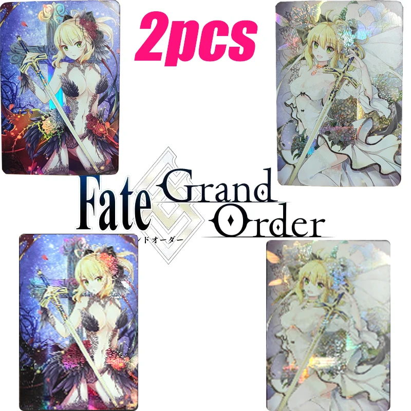 

2Pcs/set Fate Fgo Role Nero Claudius Diy Homemade Bronzing Flash Card Children's Toys Collection Card Christmas Birthday Gift