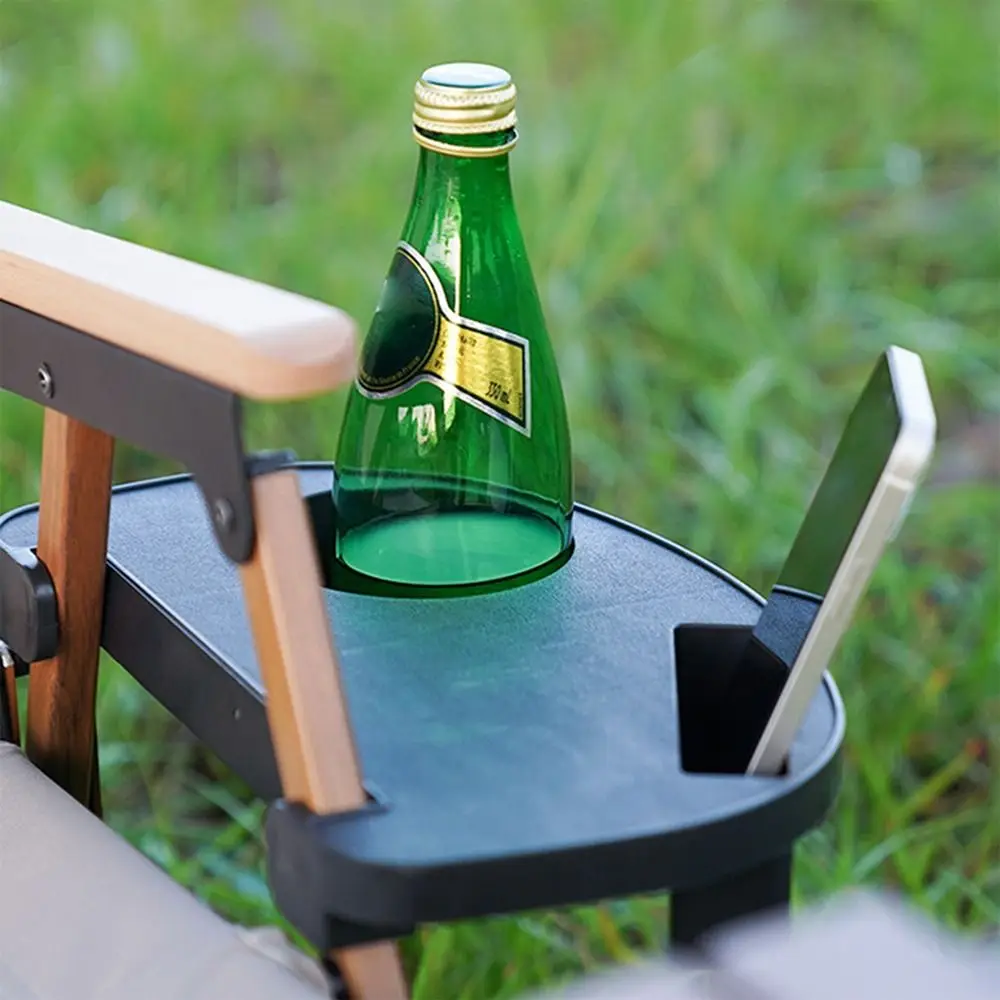 1Pcs Drink Holder Folding Chair Tray Breakfast Portable Beach Chair Cup Holder Recliner Black Khaki Side Tray
