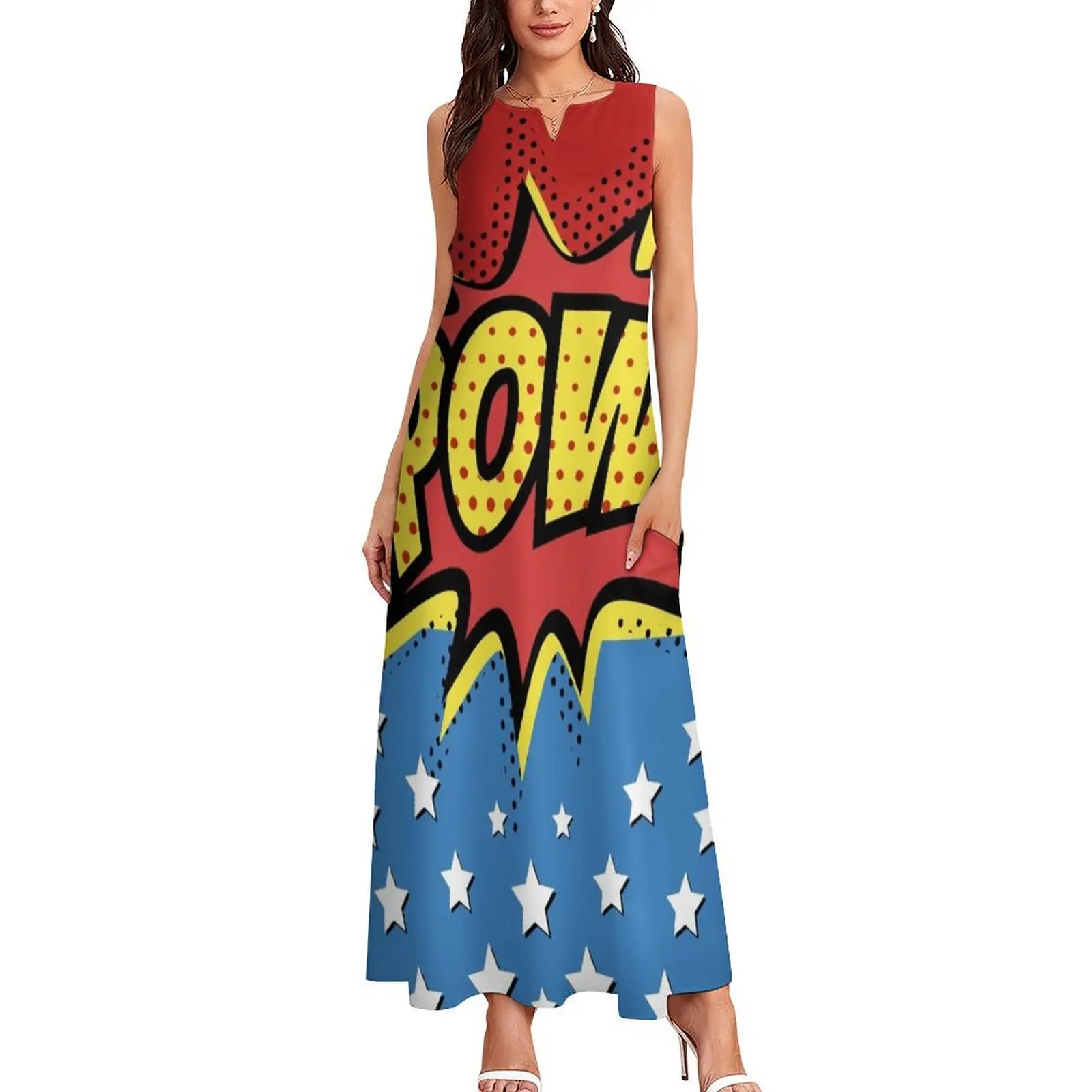 Pow Comic Book Long Dress long dresses for women luxury dress elegant chic women dresses promotion Dress